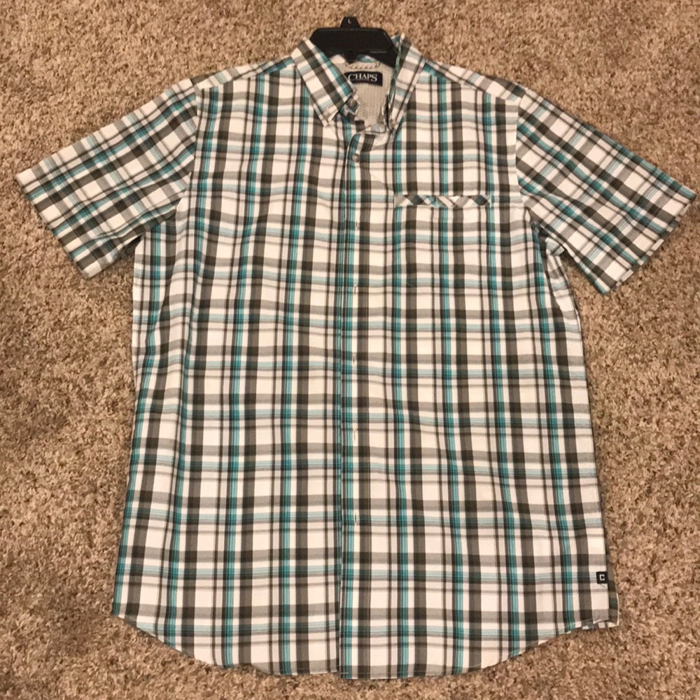 Blue & Black Plaid Short Sleeve Button Up Shirt